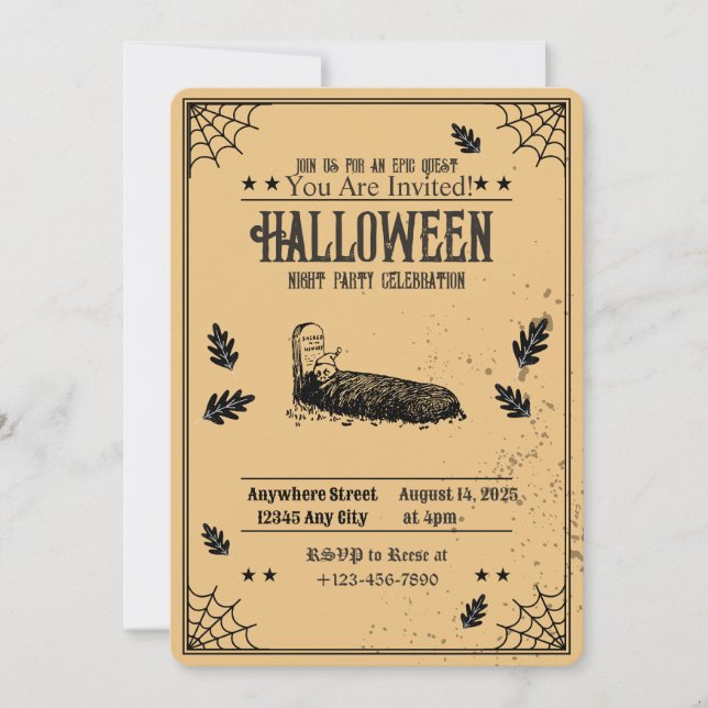 Spooky grave Halloween Party Invitation (Front)