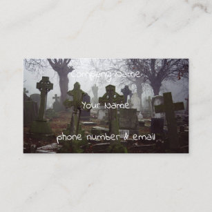 spooky graveyard business card