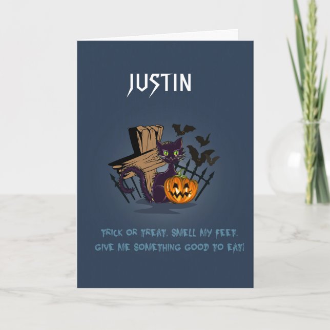 SPOOKY  GRAVEYARD CUSTOM TRICK OR TREAT CARD (Front)