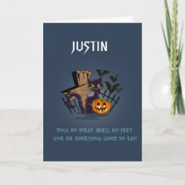 SPOOKY  GRAVEYARD CUSTOM TRICK OR TREAT CARD