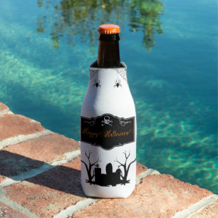 Spooky Graveyard Halloween Bottle Cooler