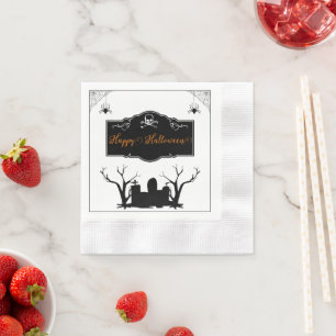 Spooky Graveyard Halloween Napkin