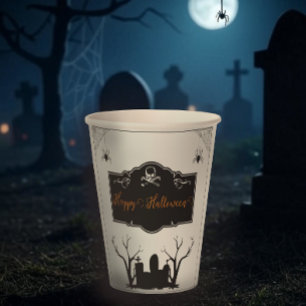Spooky Graveyard Halloween Paper Cups
