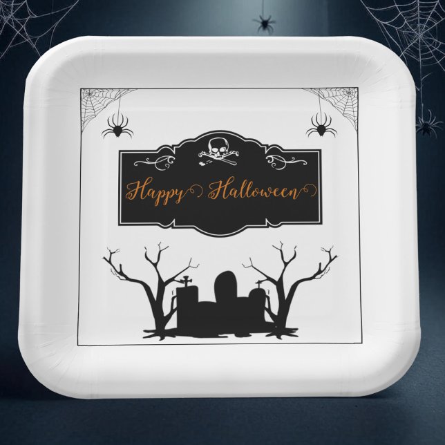 Spooky Graveyard Halloween Paper Plate (Spooky Graveyard Halloween Paper Plates)