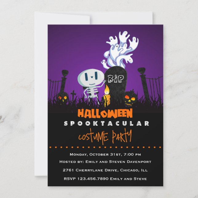 Spooky Graveyard Halloween Party Invite (Front)