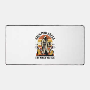 Spooky Graveyard Shirt with Haunted Sunset Reaper Desk Mat
