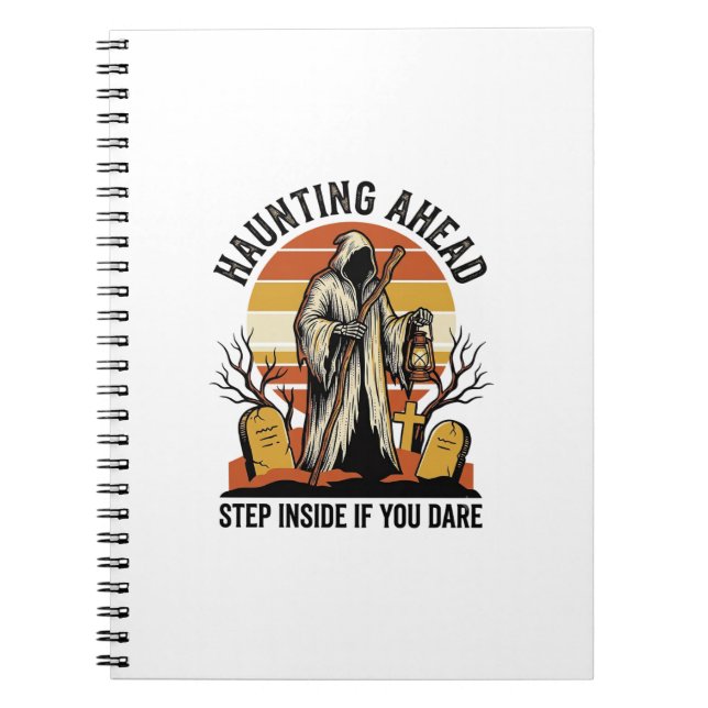 Spooky Graveyard Shirt with Haunted Sunset Reaper  Notebook (Front)