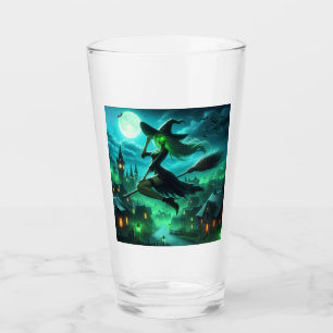 Spooky green aura Halloween witch Glass