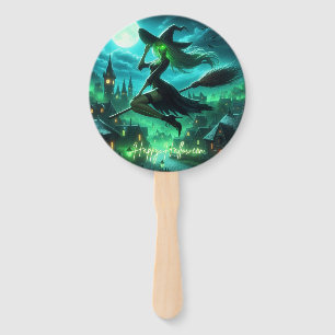 Spooky green aura Halloween witch Hand Fan