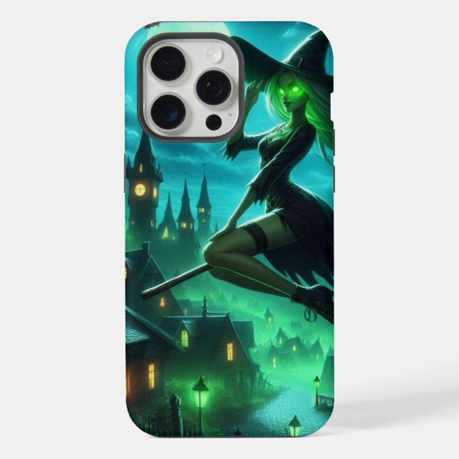Spooky green aura Halloween witch iPhone Case (Back)