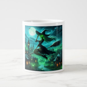 Spooky green aura Halloween witch Large Coffee Mug