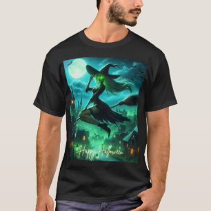 Spooky green aura Halloween witch T-Shirt