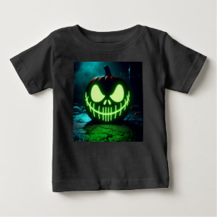 Spooky green glowing Halloween pumpkin Baby T-Shirt