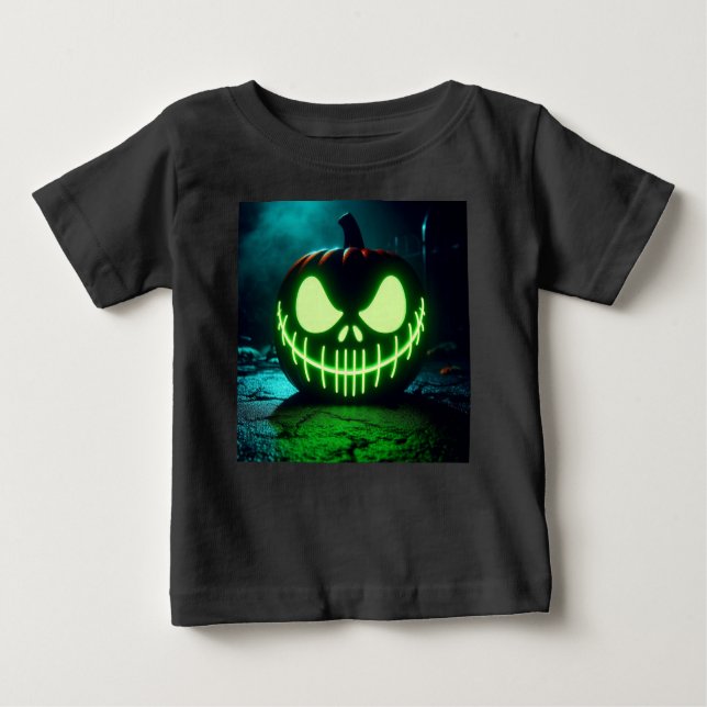 Spooky green glowing Halloween pumpkin Baby T-Shirt (Front)
