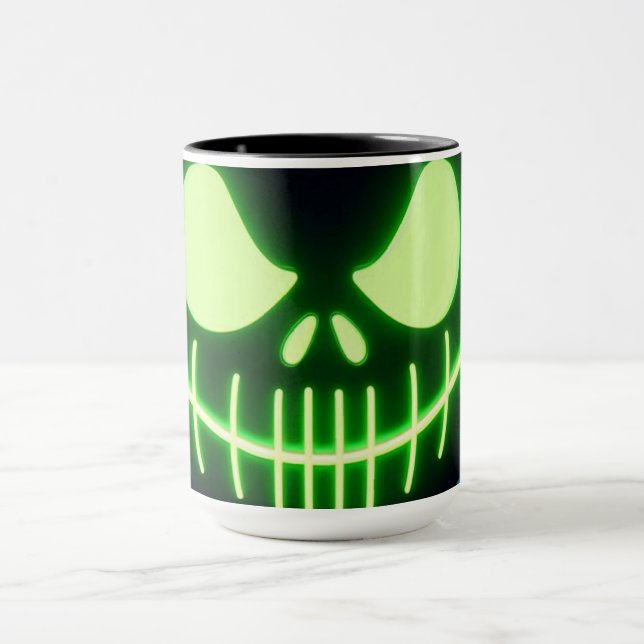 Spooky green glowing Halloween pumpkin Mug (Center)