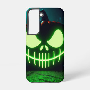 Spooky green glowing Halloween pumpkin Samsung Galaxy Case