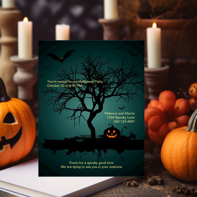 Spooky Green Grunge Halloween Party Invitation (Creator Uploaded)