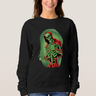 Spooky Green Skeleton Undead Death Occult Horror Sweatshirt
