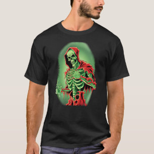 Spooky Green Skeleton Undead Death Occult Horror T-Shirt