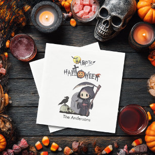 Spooky Grim Reaper Graveyard Gothic Kids Halloween Napkin