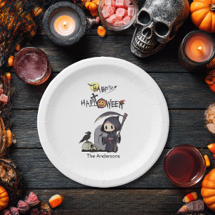 Spooky Grim Reaper Graveyard Gothic Kids Halloween Paper Plate