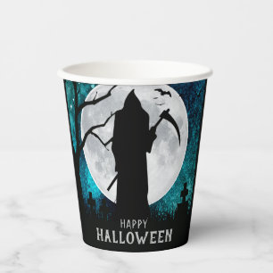 Spooky Grim Reaper Graveyard Halloween Party Paper Cups
