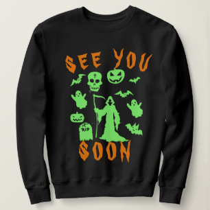 Spooky Grim Reaper Hoodie   Halloween Sweatshirt