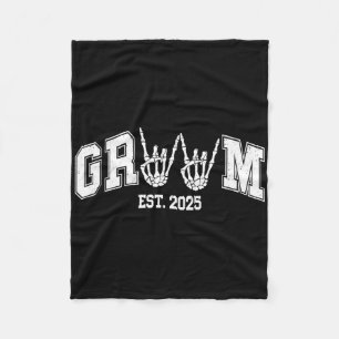 Spooky Groom Bride 2025 Gothic Halloween Couples M Fleece Blanket