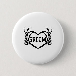 Spooky Groom Skeleton Hands Engagement Wedding Hal 6 Cm Round Badge