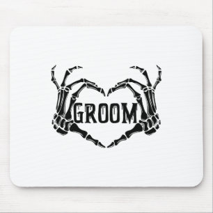 Spooky Groom Skeleton Hands Engagement Wedding Hal Mouse Pad