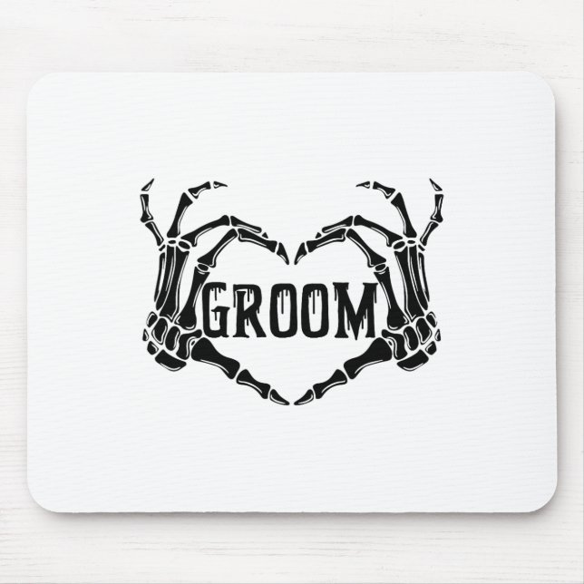 Spooky Groom Skeleton Hands Engagement Wedding Hal Mouse Pad (Front)