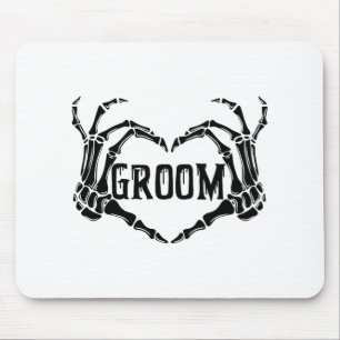 Spooky Groom Skeleton Hands Engagement Wedding Hal Mouse Pad