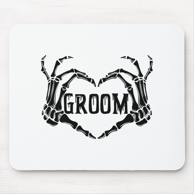 Spooky Groom Skeleton Hands Engagement Wedding Hal Mouse Pad (Front)