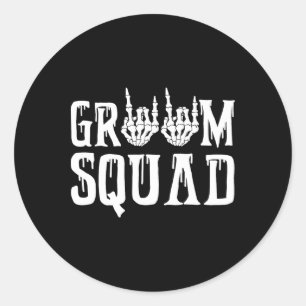 Spooky Groom Squad Gothic Wedding Halloween Bachel Classic Round Sticker