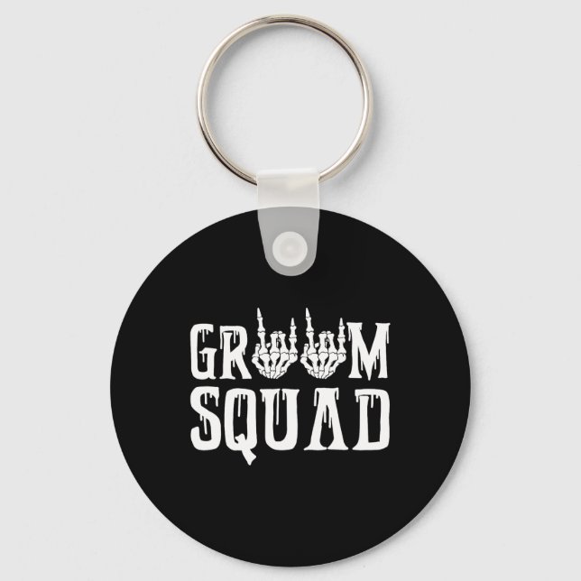 Spooky Groom Squad Gothic Wedding Halloween Bachel Key Ring (Front)