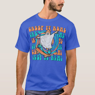 Spooky Groovy Halloween Creep It Real Skateboard R T-Shirt