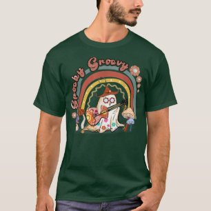 Spooky Groovy Rainbow Vintage Ghost Hippie Hallowe T-Shirt