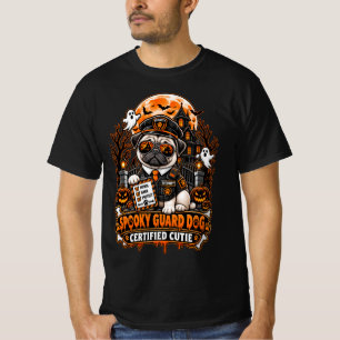 Spooky Guard Dog Certified Cutie Pug Halloween Sec T-Shirt