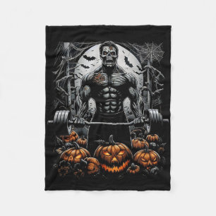 Spooky Gym Skeleton-haunted Fitness Fun-halloween Fleece Blanket