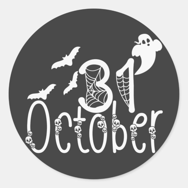 Spooky Halloween 31 October Classic Round Sticker (Front)