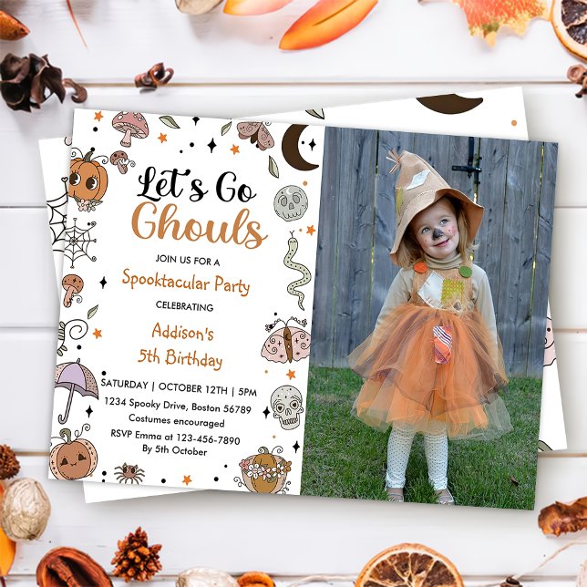 Spooky Halloween 5th Birthday Party Photo Invitation (Creator Uploaded)