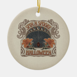 Spooky Halloween Antique Finish Gothic Style Ceramic Ornament