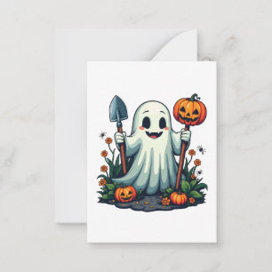 Spooky Halloween Autumn Gardening Ghost Pumpkin Card