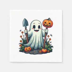 Spooky Halloween Autumn Gardening Ghost Pumpkin Napkin