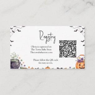 Spooky Halloween Baby Shower Registry QR Code Card