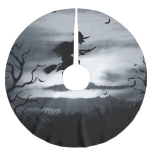 Spooky Halloween Background Vintage Design Brushed Polyester Tree Skirt