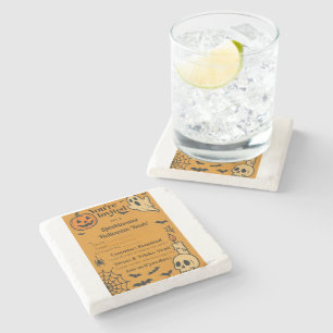 Spooky Halloween Bash Invite Ghosts & Games Stone Coaster