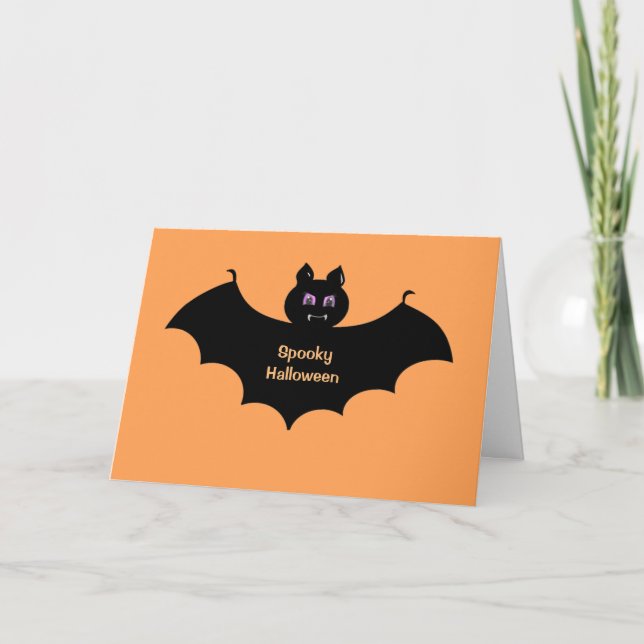 Spooky Halloween Bat Greetings Card (Front)