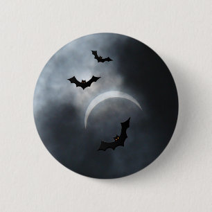 Spooky Halloween Bats In Eclipse 6 Cm Round Badge