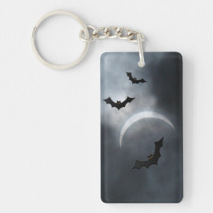 Spooky Halloween Bats In Eclipse Key Ring